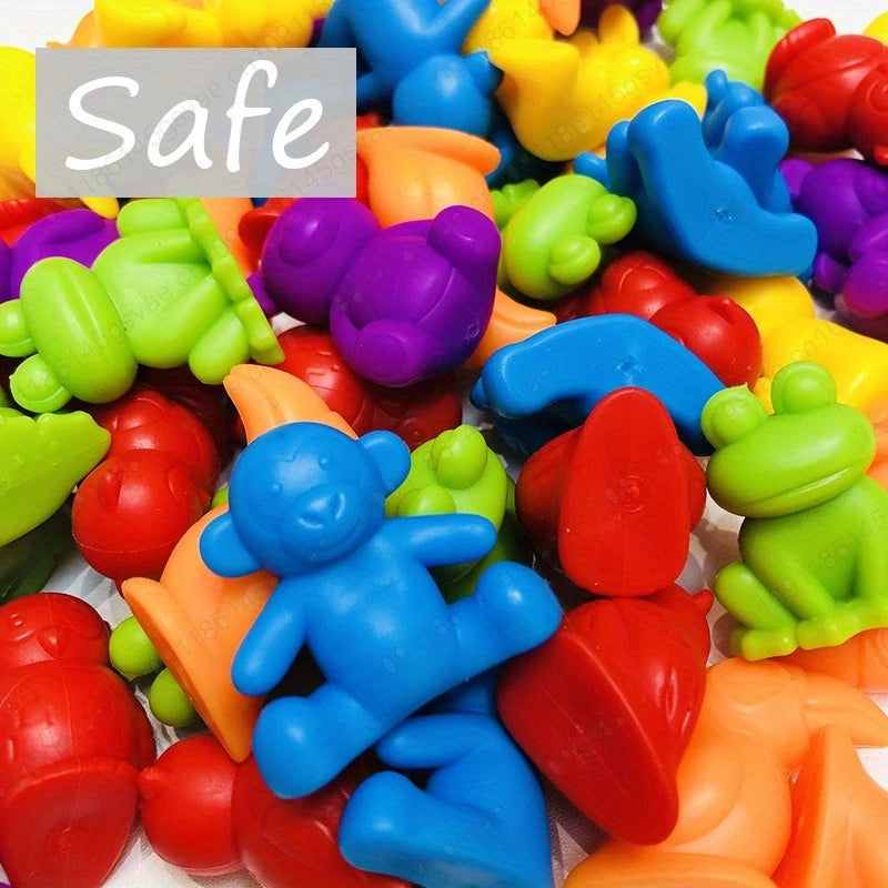 56/36pcs Rainbow Sorting Game Animal Puzzle Toy Dinosaur Traffic Color Matching Game Education Sensory Toys For Kids Preschool Zpaxo