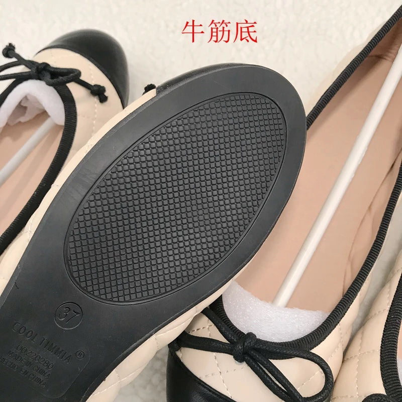 Ballet Shoes Flats Shoes Women's New Embroidery Colored Bow Knot Light Mouth Spring and Autumn Flat Shoes Ladies Zpaxo