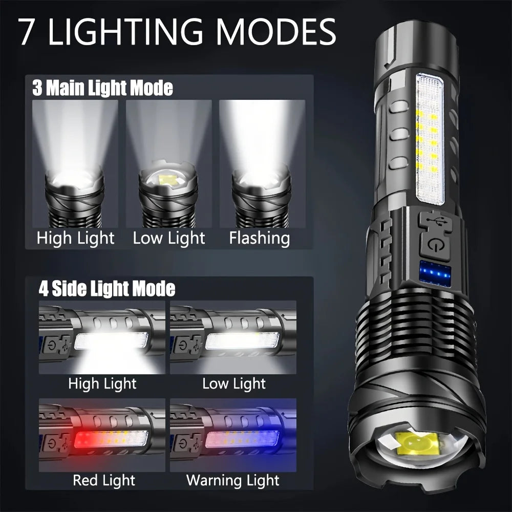 2-Pack Rechargeable LED Tactical Flashlight – 2000 Lumen Zoom