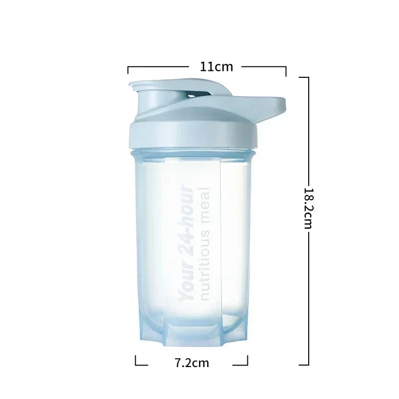Hot Portable Shaker Cup for Men and Women Protein Powder Replacement Milkshake Mixing Cup Fitness Sports Water Cup Scale Bottle Zpaxo Blue