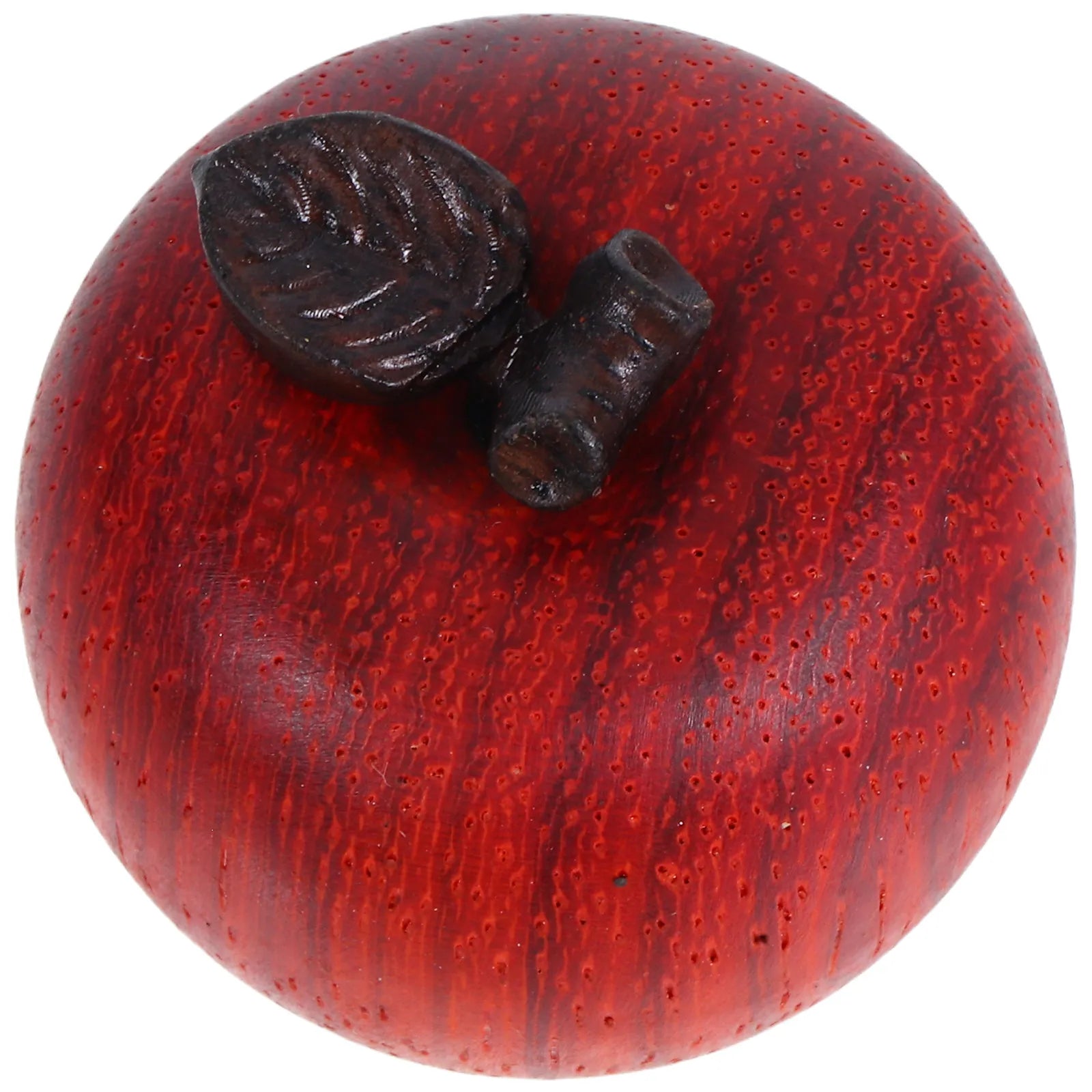 Red Sandalwood Wooden Apple Carved Small Faux Fruit Decorative