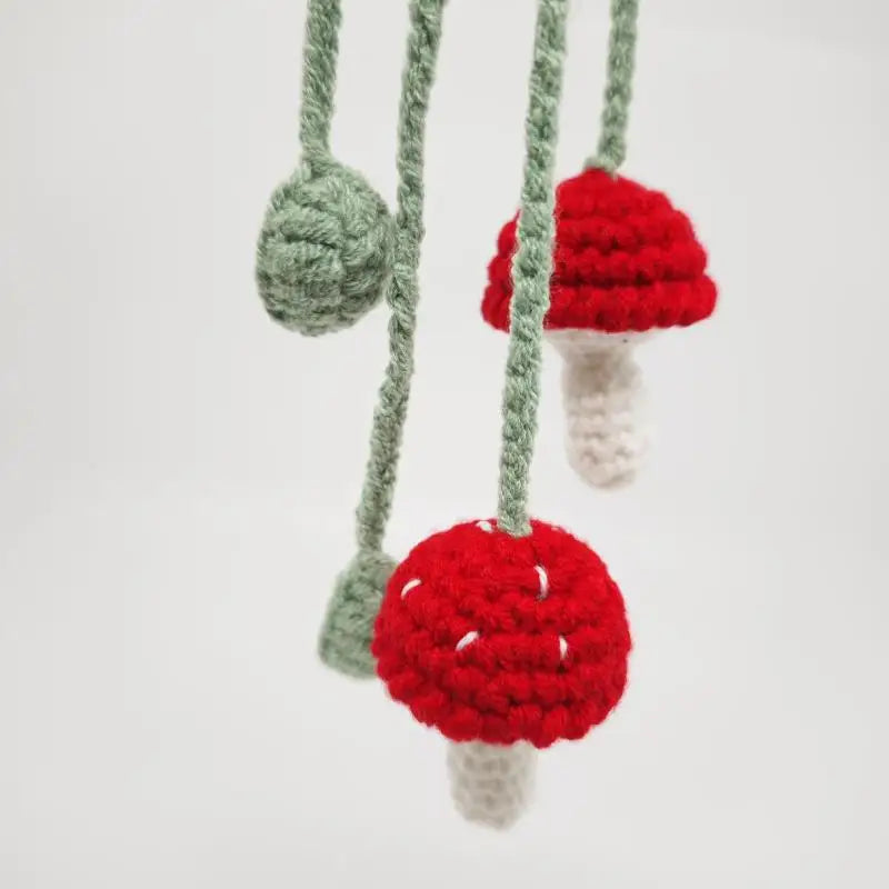 Handmade Crochet Sunflower Mushroom Car Mirror Charm Pendant