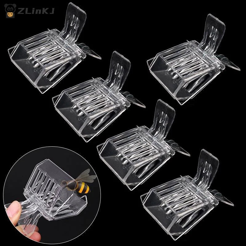 3 Transparent Clip-on Bee Cages Plastic Clips Queen Catchers Zpaxo