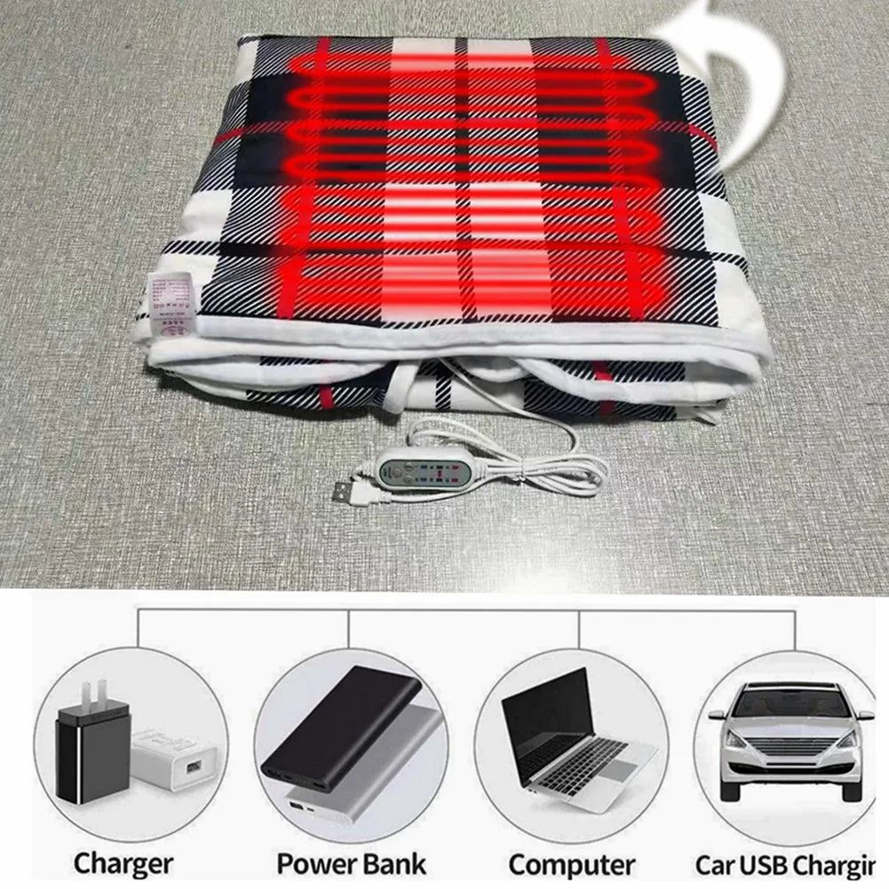 5V Wearable Heating Electric Blanket Shawl 3 Heated Level Throw Blanket USB Charging Coral Velvet 8 Heated Areas Fast Heating Zpaxo