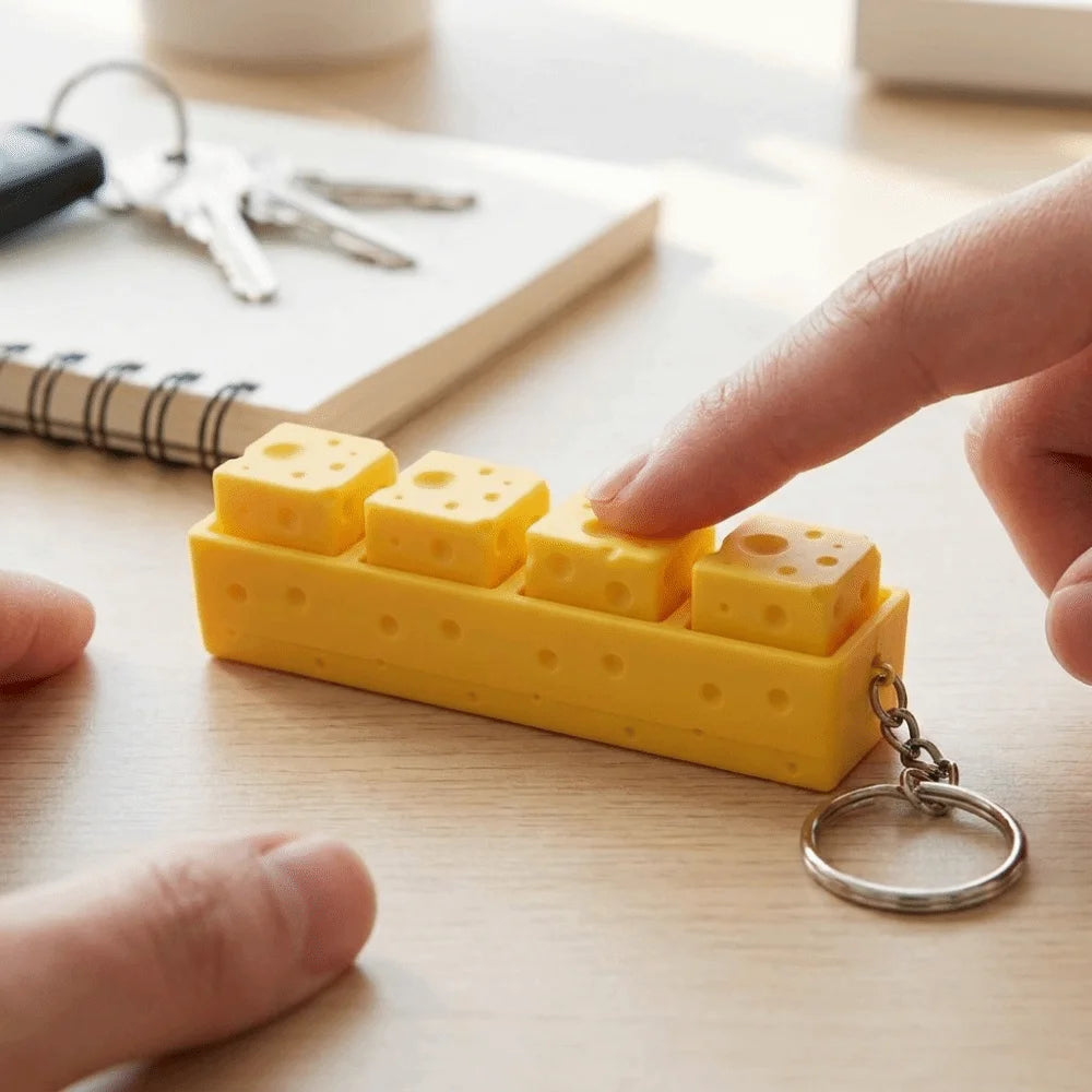Lovely Cheese Shape Clicker Fidget Keychain Tactile Keyboard Press Zpaxo