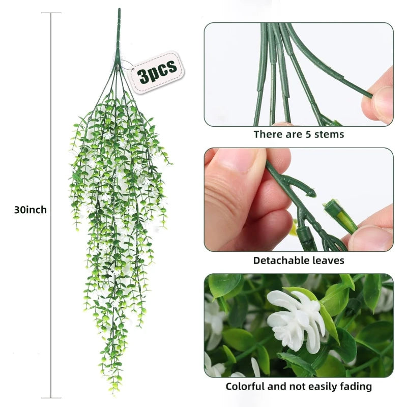 3-Pack Artificial Eucalyptus Garland – Faux Hanging Vine