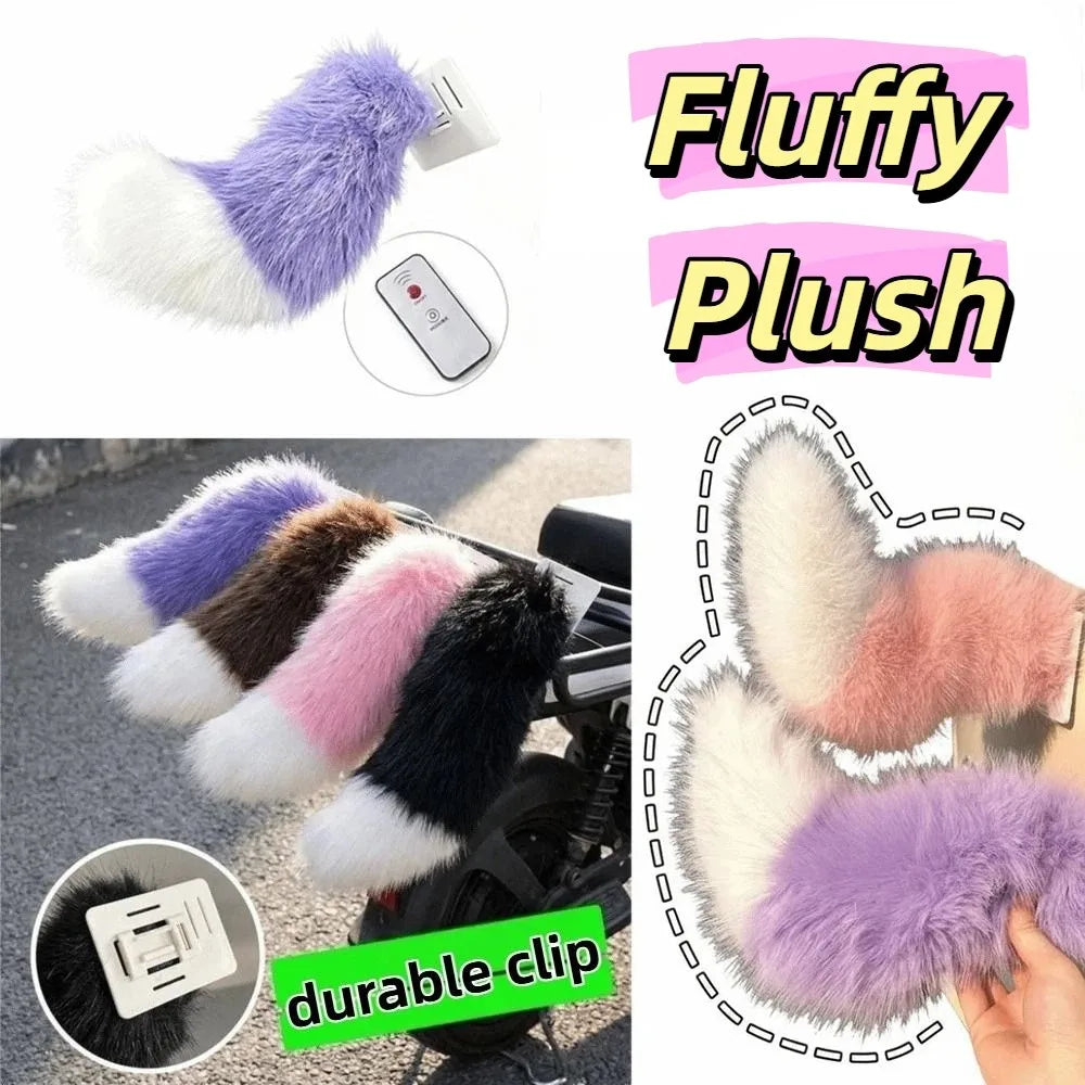 Fluffy Remote Control Wagging Tail Rechargeable Self-adhesive Purple Zpaxo