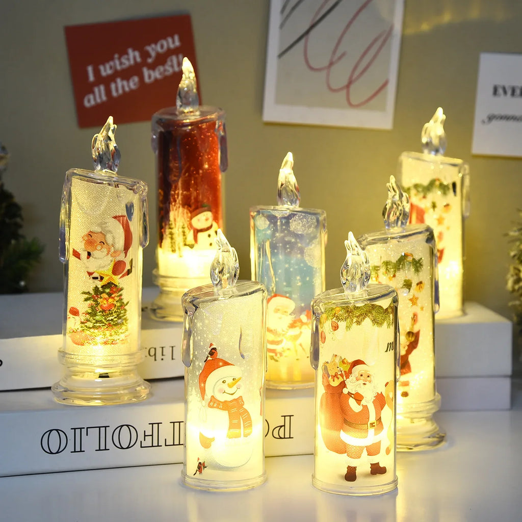 Festive Flameless Pillar Candles Battery Powered LED Christmas Lights