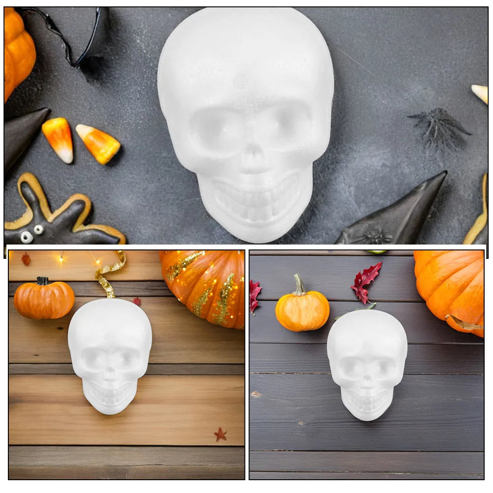 Foam Skull Heads White DIY Halloween Shapes Crafting Hanging Party