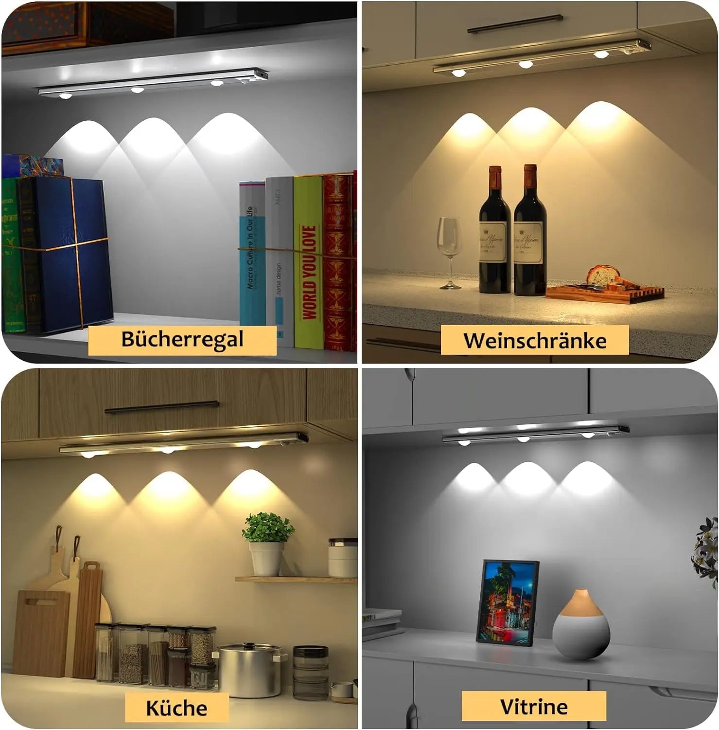 Wireless Ultra Thin Motion Sensor LED Cabinet Light Dimmable Lamp USB Rechargeable 3 Colors for Kitchen Wardrobe Bedroom Stairs Zpaxo