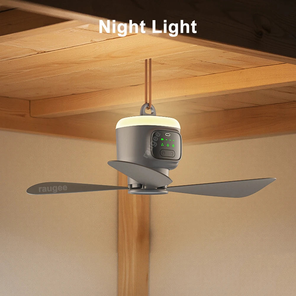 Portable Ceiling Fan 12000mAh Rechargeable Tent Hook Cooling Camping