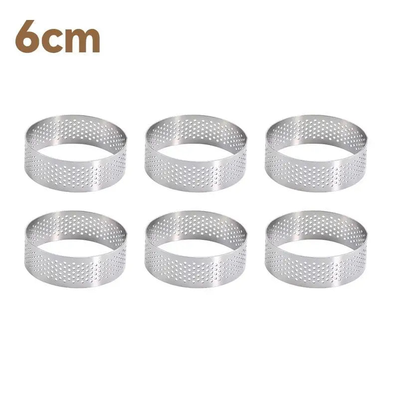 5/6/7/8CM Classic 304 Stainless Steel Mousse Ring Cake Mold With Hole Tart Bottom Tower Fruit Pie Quiches Baking Tool Zpaxo 6cm