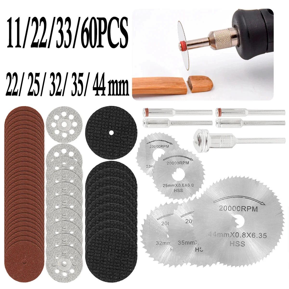 11-60pc Saw Blades Dremel Tool Mini Cutting Disc for Rotory Accessories Diamond Grinding Wheel Circular Woodworking Cutting Disc Zpaxo