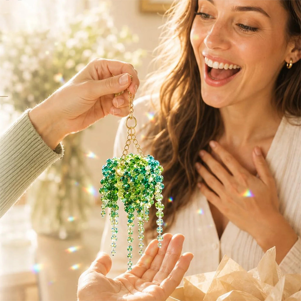 Crystal Hanging Plant Charms Multi-beaded Green Beaded
