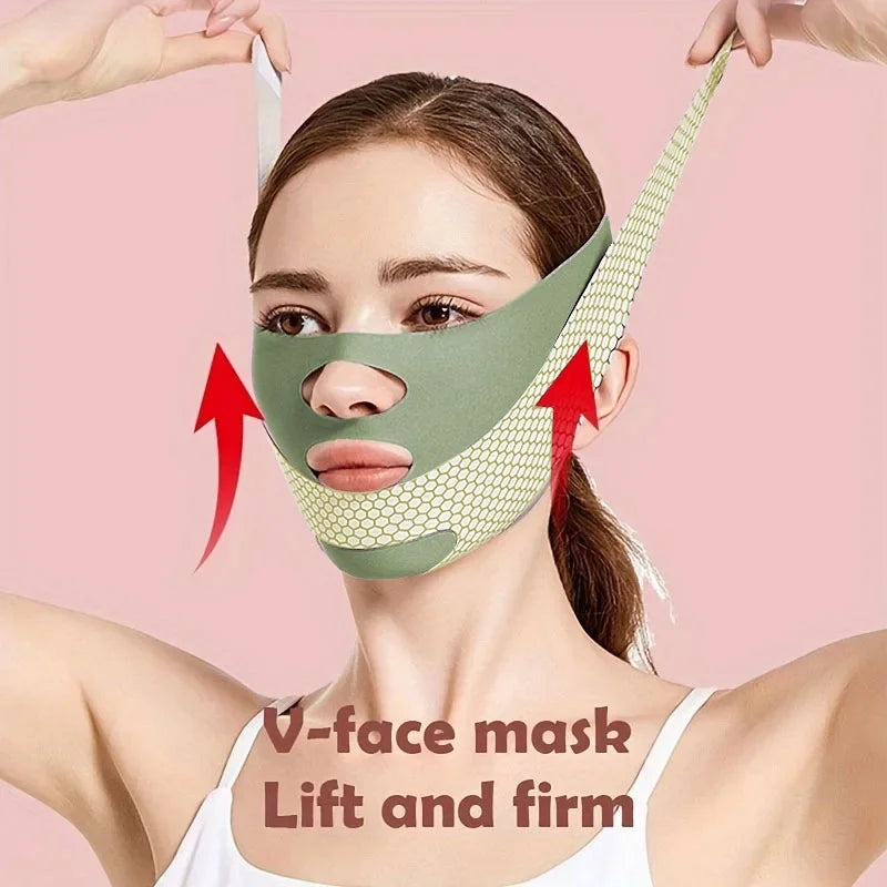 Face-lift Sleep Face V Shaper Facial Slimming Bandage Relaxation Zpaxo green-1pc