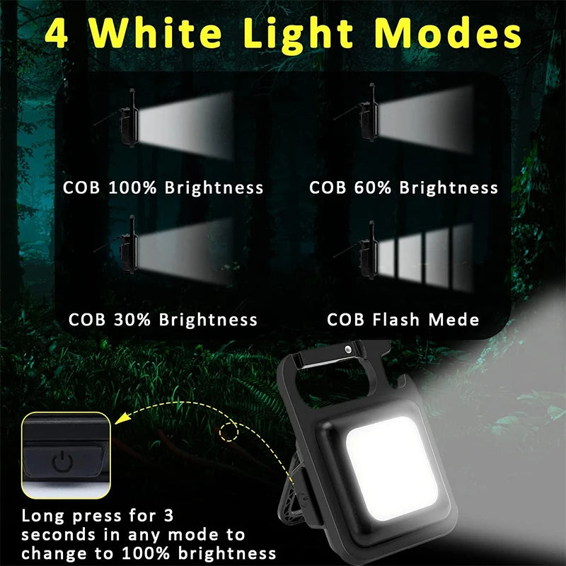 Multi-function LED Portable COB Bright Self Defense Keychain Work