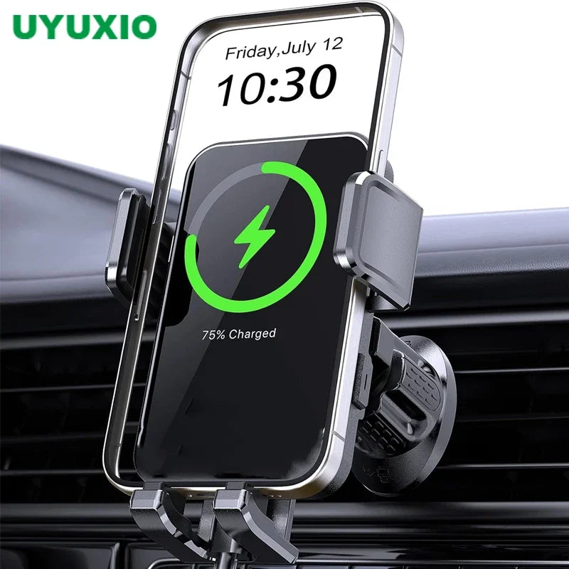 UYUXIO Wireless Car Charger 66W Fast Charging Auto Clamping Air Vent