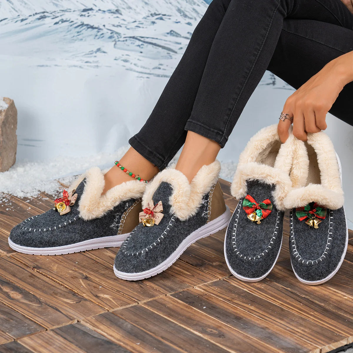 Women Ankle Boots 2025 New Thickened Fluff Lined Snow Boots Easy To Wear Short Fashionable Shoes Warm Cotton Flats Shoes Women Zpaxo