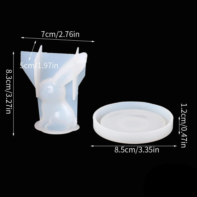 2Pcs 3D Bunny Ring Holder Silicone Epoxy Resin Molds Rabbit Jewelry Storage Display DIY Art Craft Ornament Casting Home Decor Zpaxo 2Pcs