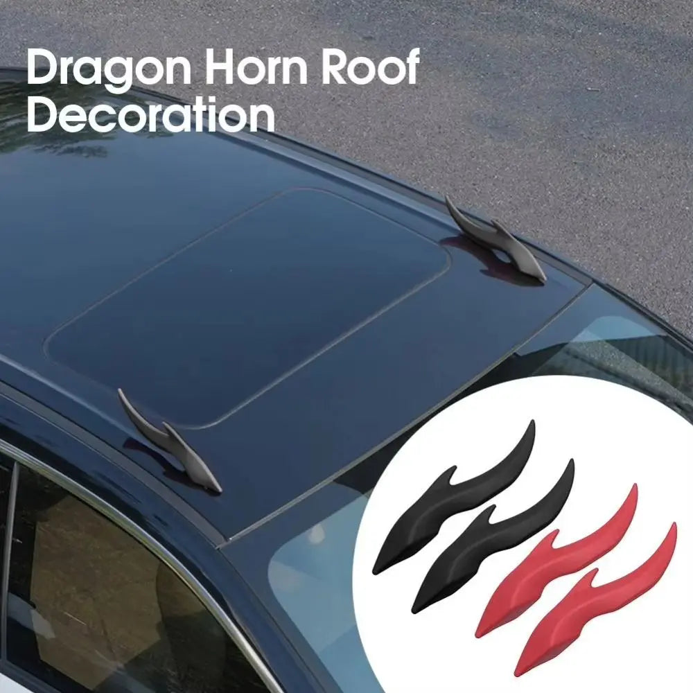3D Stereo Dragon Horn Sticker Self-Adhesive Car Roof Decoration Universal Elasticity Silicone Fit Auto Ornaments Zpaxo