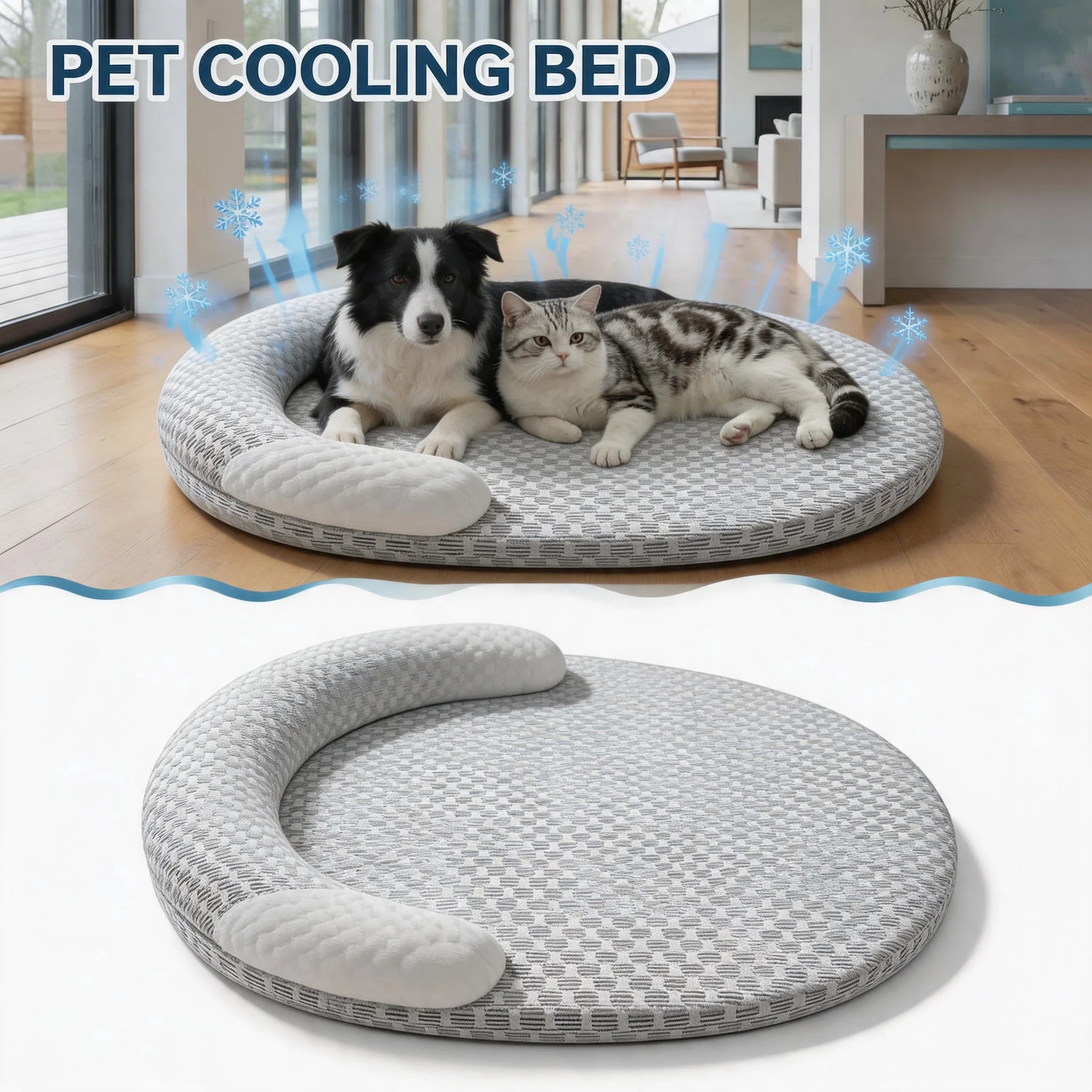 Ice Silk Cooling Dog & Cat Bed – Oval Breathable Pet Nest