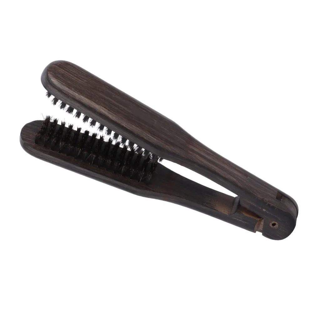 Wooden Handle Double Brushes Hair Straightening Comb Soft Universal Zpaxo