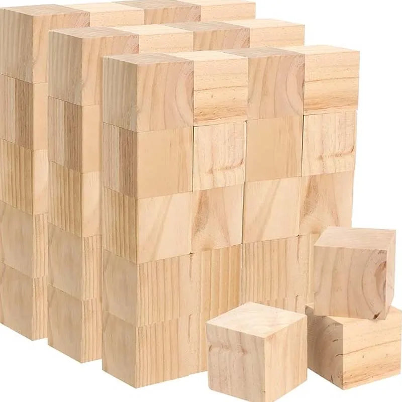 2pcs 5cm 2inch Unfinished Wooden Blocks for DIY Crafts Durable Natural Wood Cubes Puzzle Making Stacking Wooden Blocks Zpaxo