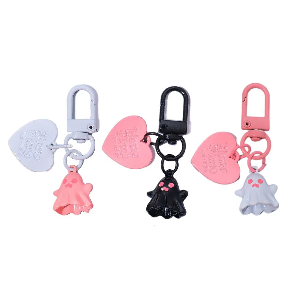 3pcs Fashion Cartoon Halloween Ghost Keychain Cute Funny Heart Phone Lanyard Ornaments Bag Hanging Car Keyring Key Decor Zpaxo Keyring Style