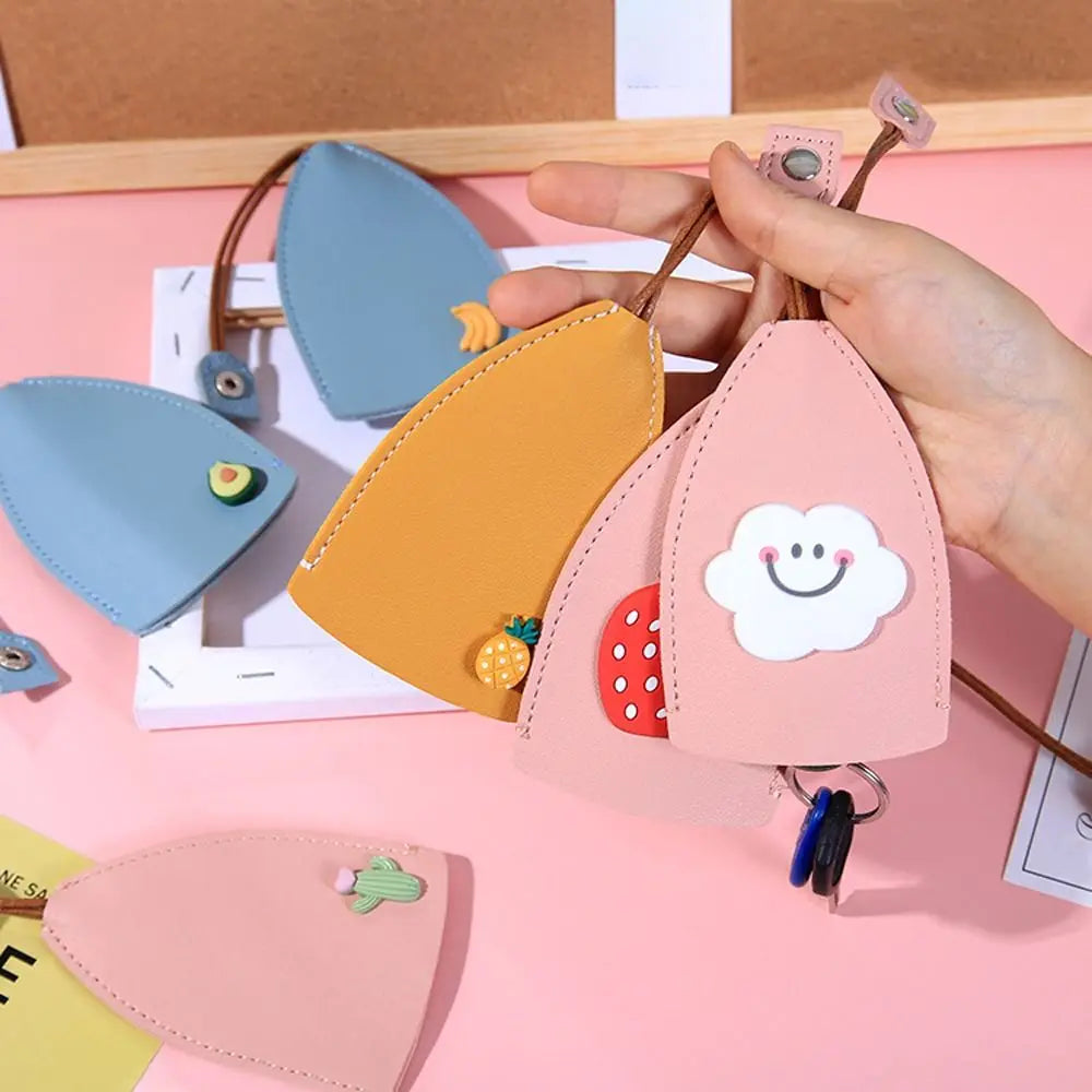 Pig Cartoon Strawberry Eggs PU Leather Rainbow Cherry Key Wallets Zpaxo