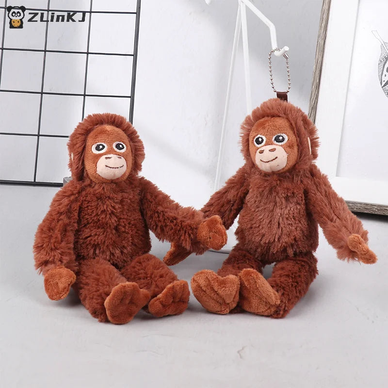 ▶1Pc Cartoon Gorilla Plush Toy Chimpanzees Monkey Pendant Soft Stuffed Doll Keychain Backpack Car Bag Key Ring Zpaxo