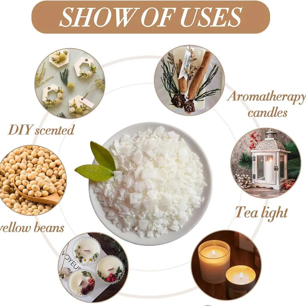 100/500/1000g Natural Soy Wax Flake For DIY Handmade Candles Crafts Additive-Free Scented Candle Raw Material Making Kit Zpaxo
