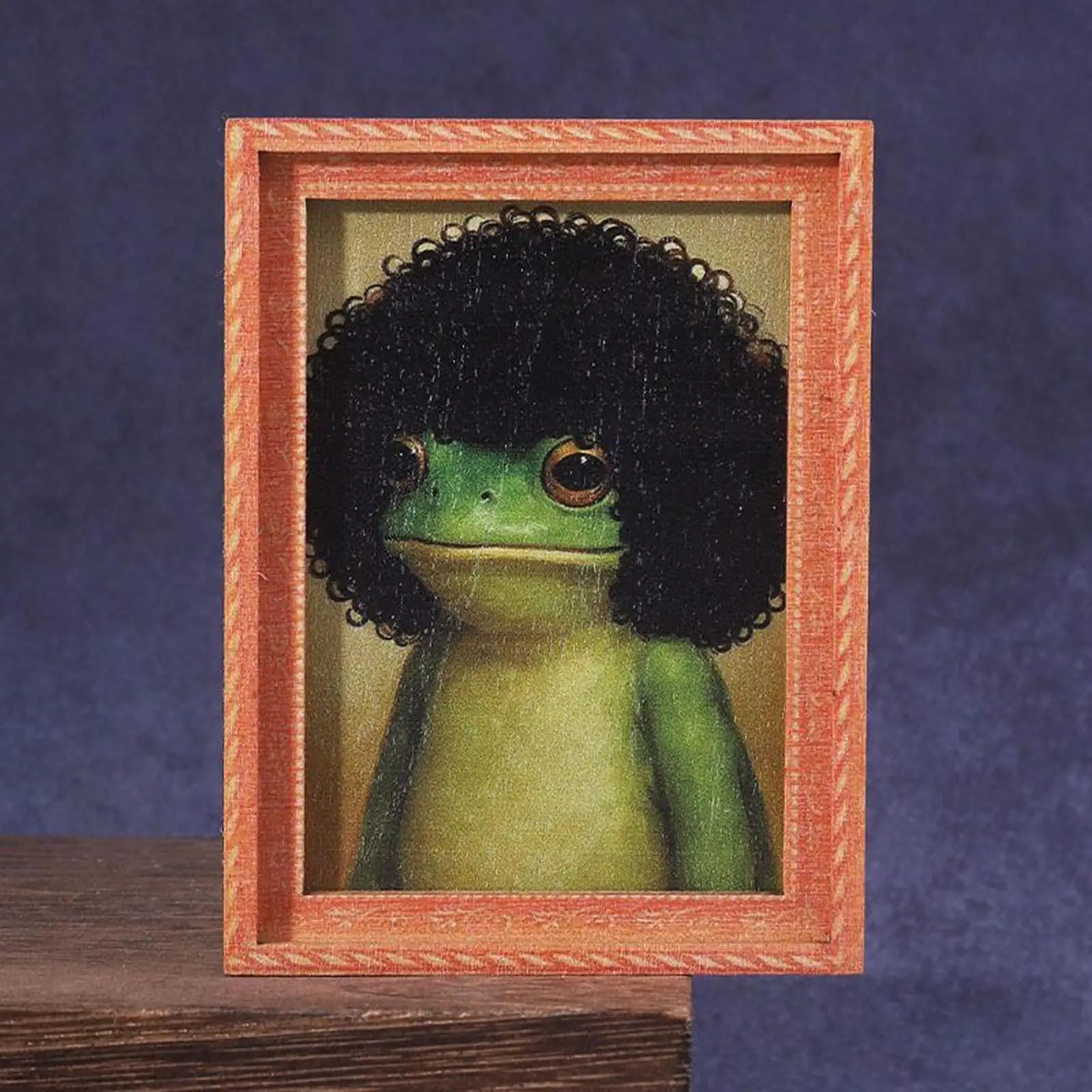 Funny Frog Magnet Wooden Small Cute Home Supplies Retro Framed Art