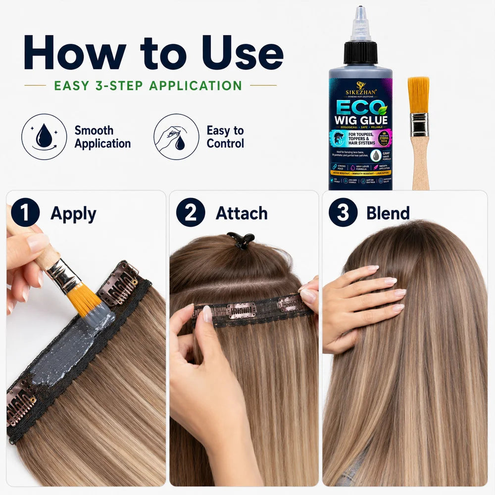 SIKEZHAN Gray Liquid Wig Glue with Applicator Brush for Toupee Hair System Lace Base PU Edge Hair Topper and Partial Hairpiece Zpaxo