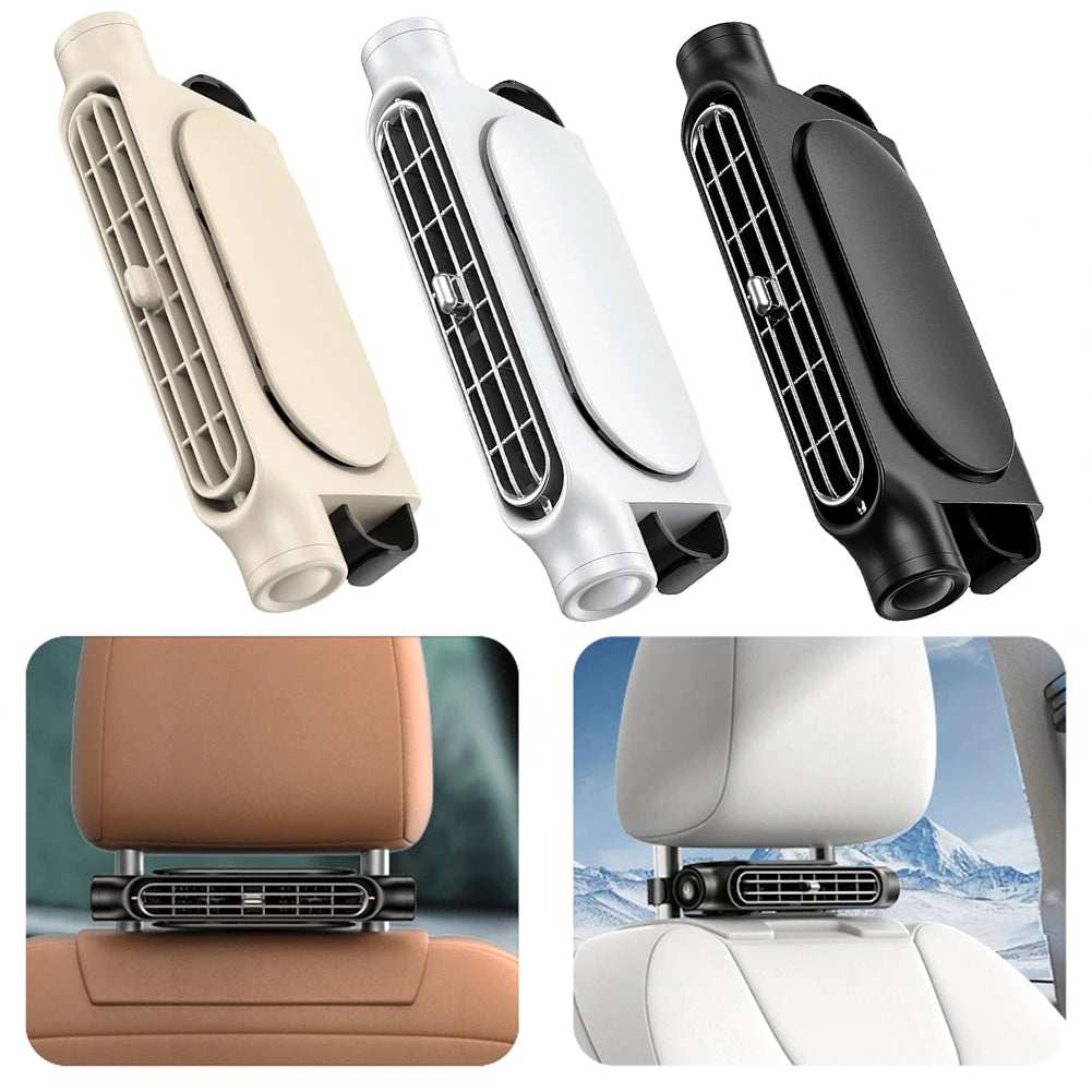 Car Headrest Cooling Air Fan 3 Speeds Adjustable Interior Rear Cooler