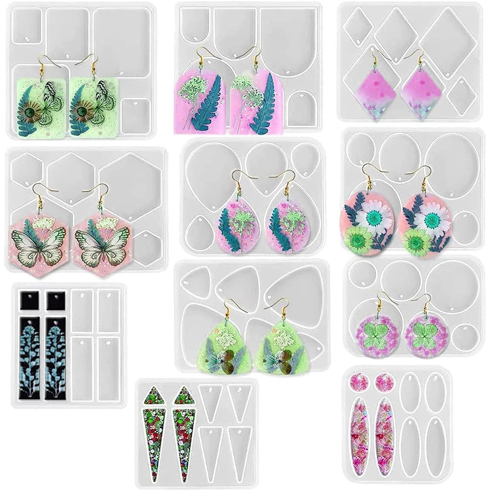 Earring Silicone Mold DIY Geometric Oval Hexagon Teardrop Pendant Necklace Keychain Jewelry Crafts Making Resin Mold Zpaxo
