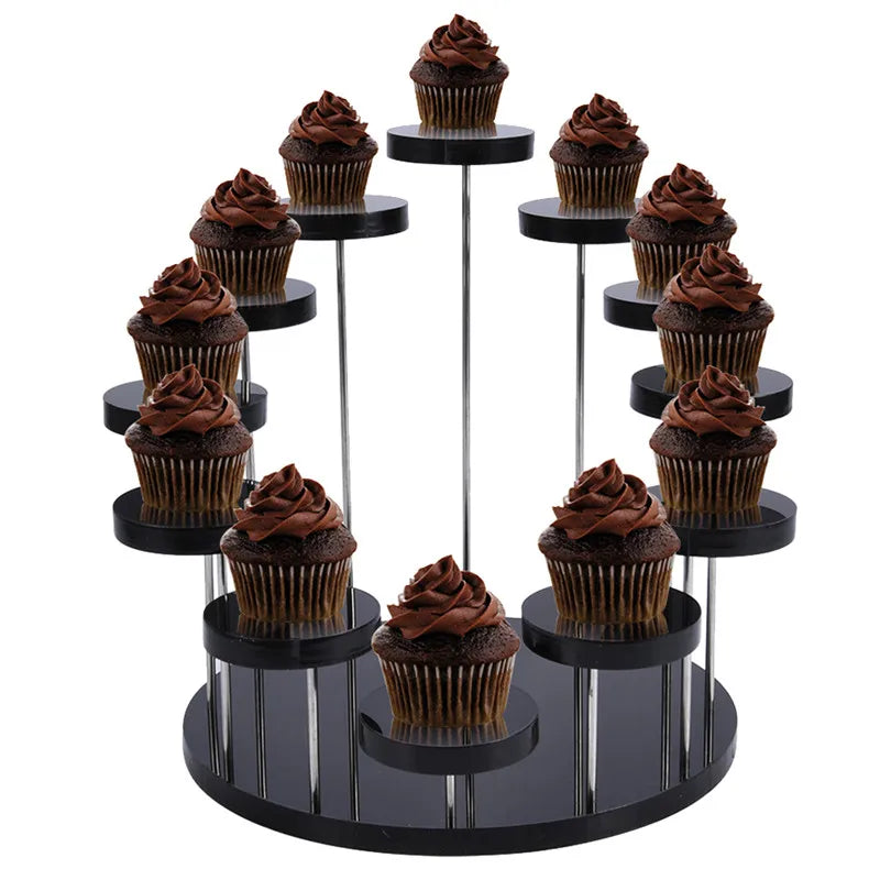 3 12 Tray Cupcake Stand Acrylic Display Jewelry Cake Dessert Rack