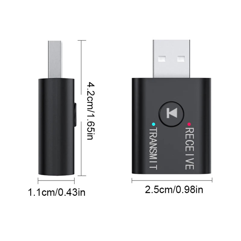 Bluetooth 5.0 USB Transmitter & Receiver – 3.5mm AUX for TV & Car