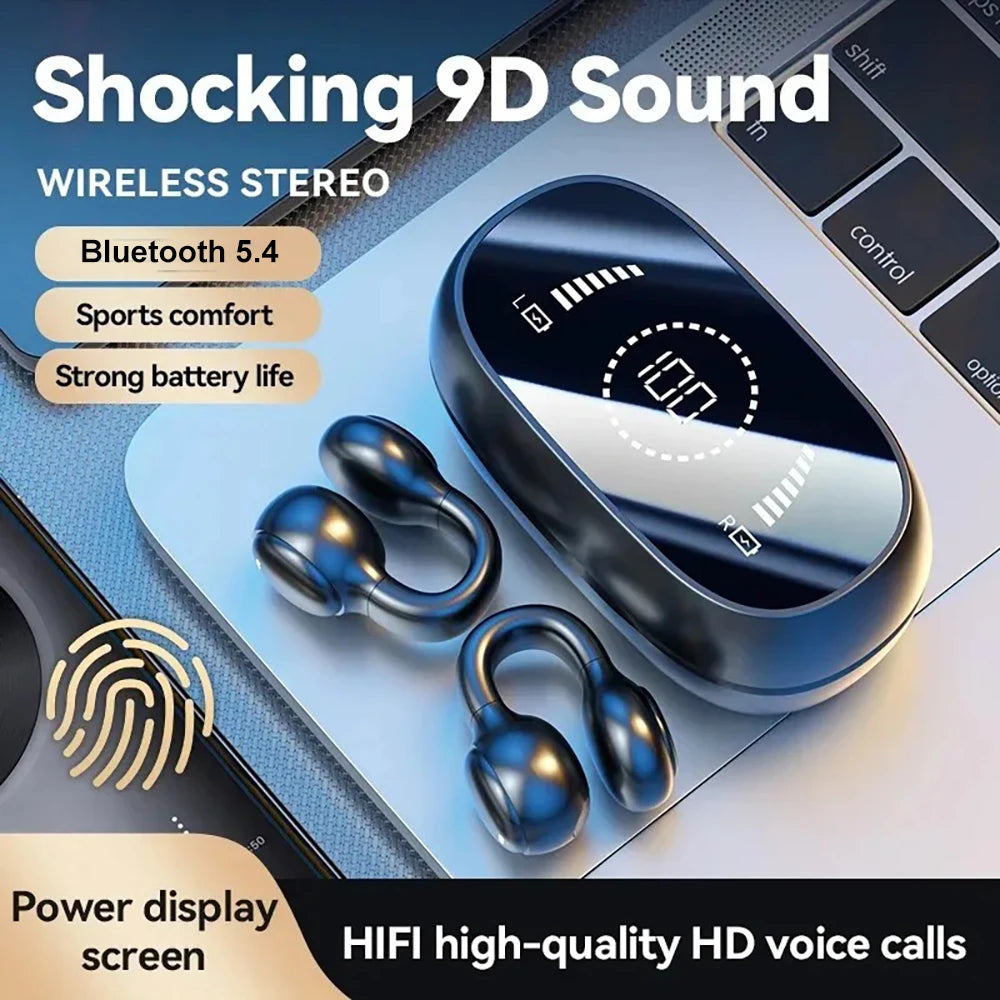 KEBIDUMEI Bluetooth 5 4 Headphones Mirror Digital Display Ear Clip