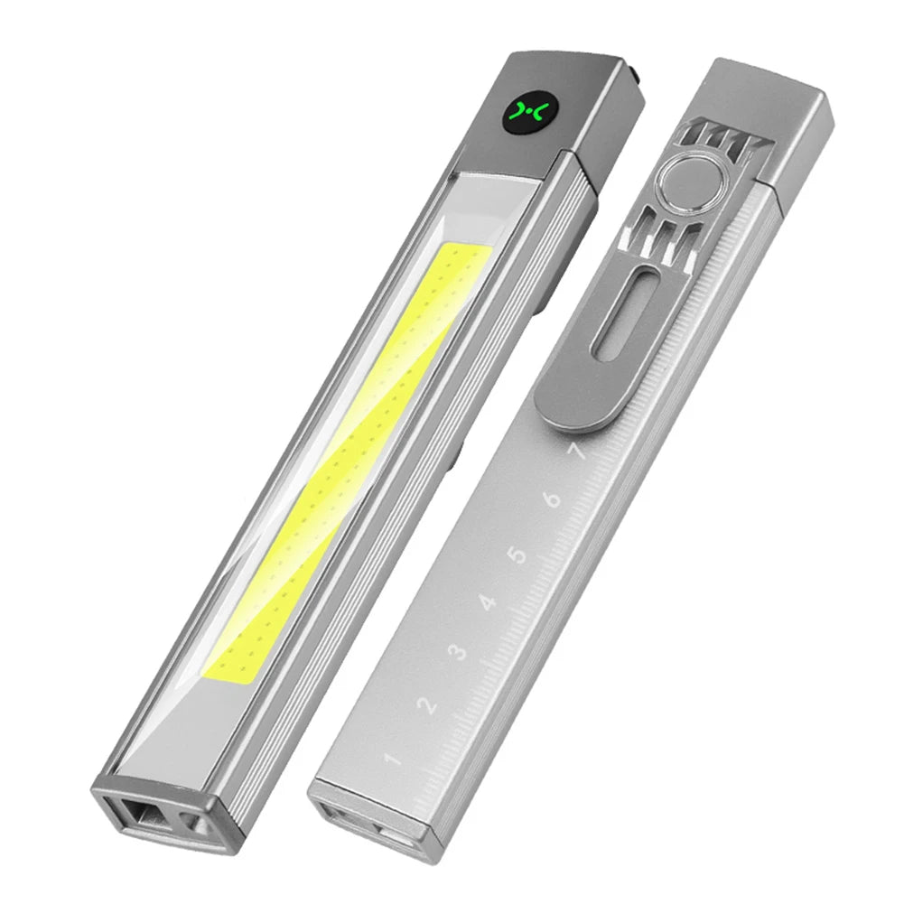 LED+COB Work Inspection Flashlight USB-C Rechargeable Pocket Penlight