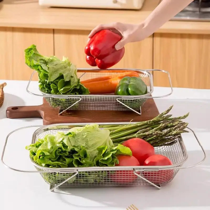 Retractable Stainless Steel Sink Drain Basket & Colander