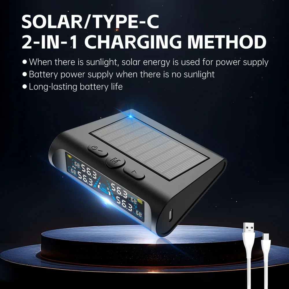 Car Tire Pressure Monitoring System Tyre Temperature Monitor USB