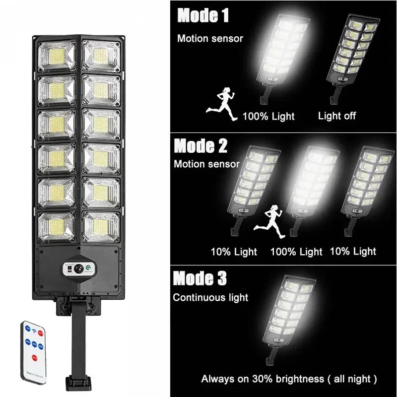 7700LM Solar LED Street Lamp 720 LED IP68 Remote Control