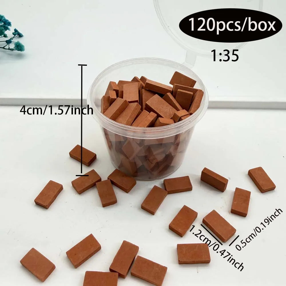 1:35 Miniature Bricks 120pcs – Gray & Orange Weathered DIY Miniature Model Bricks Zpaxo orange