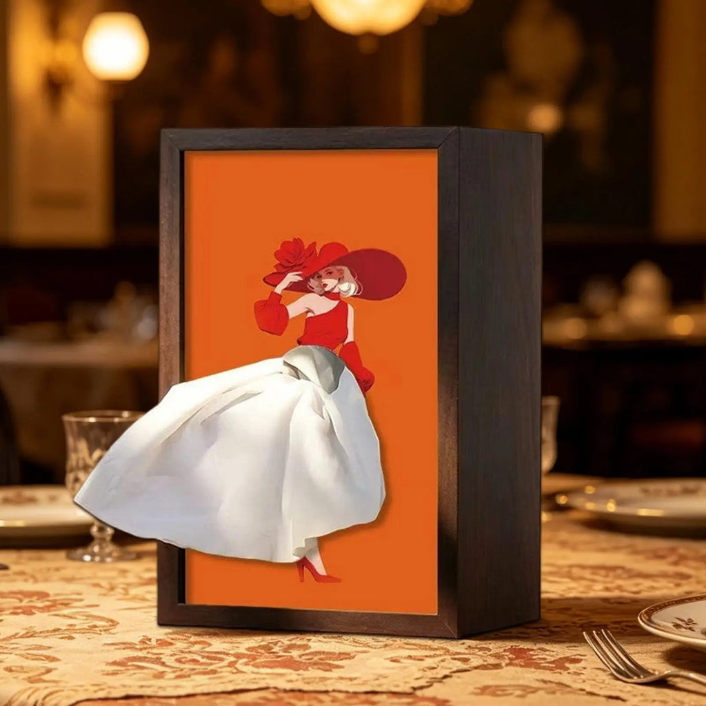 Wood Tissue Box Cover Modern Ballet Girl Pattern Dispenser Napkin