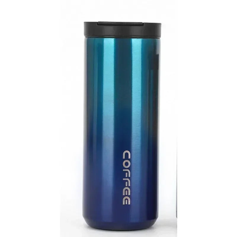 Portable 500ML Stainless Steel Coffee Thermos Bottle Thermal Mug Leakproof Car Vacuum Flasks Coffee Cup Travel Insulated Bottles Zpaxo Gradient Blue 500ml