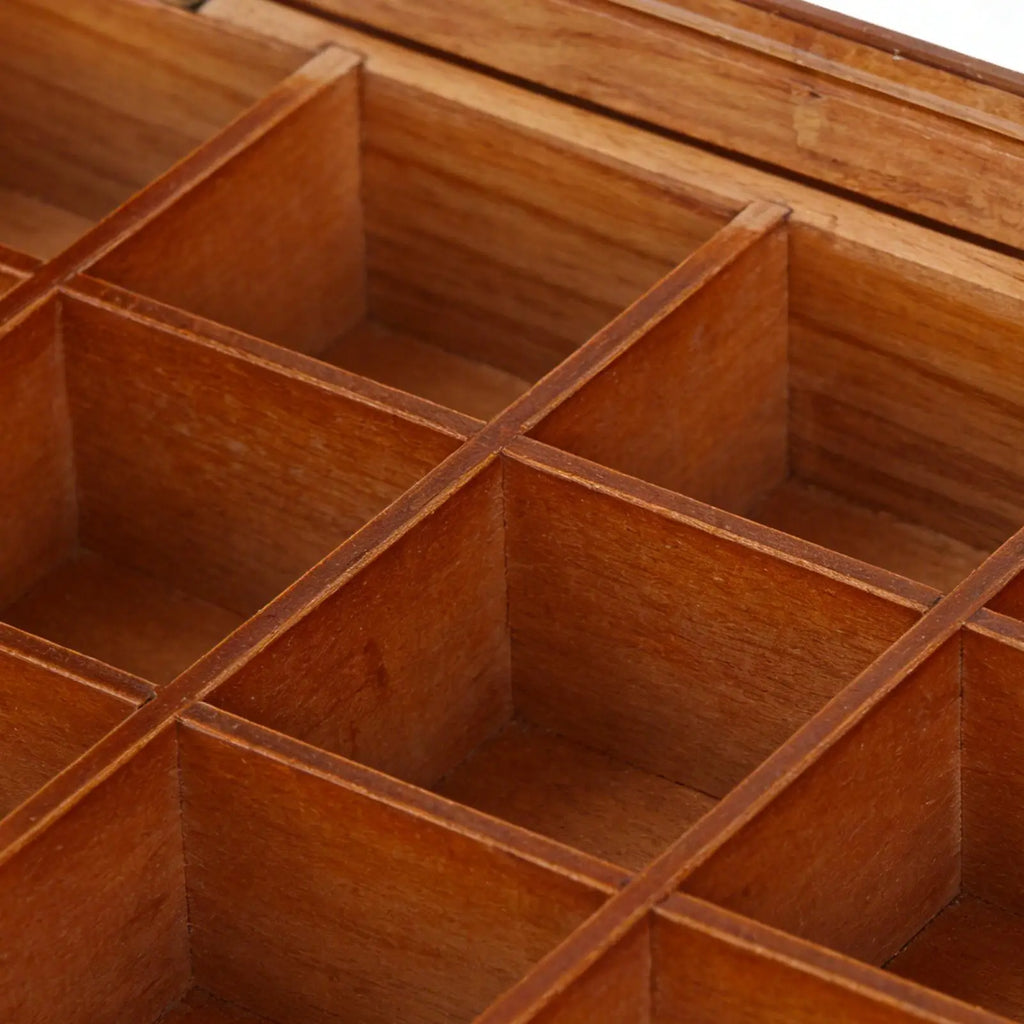 Tea Bag Organizer 12-Compartments Wooden Box Storage Clear Lid Home