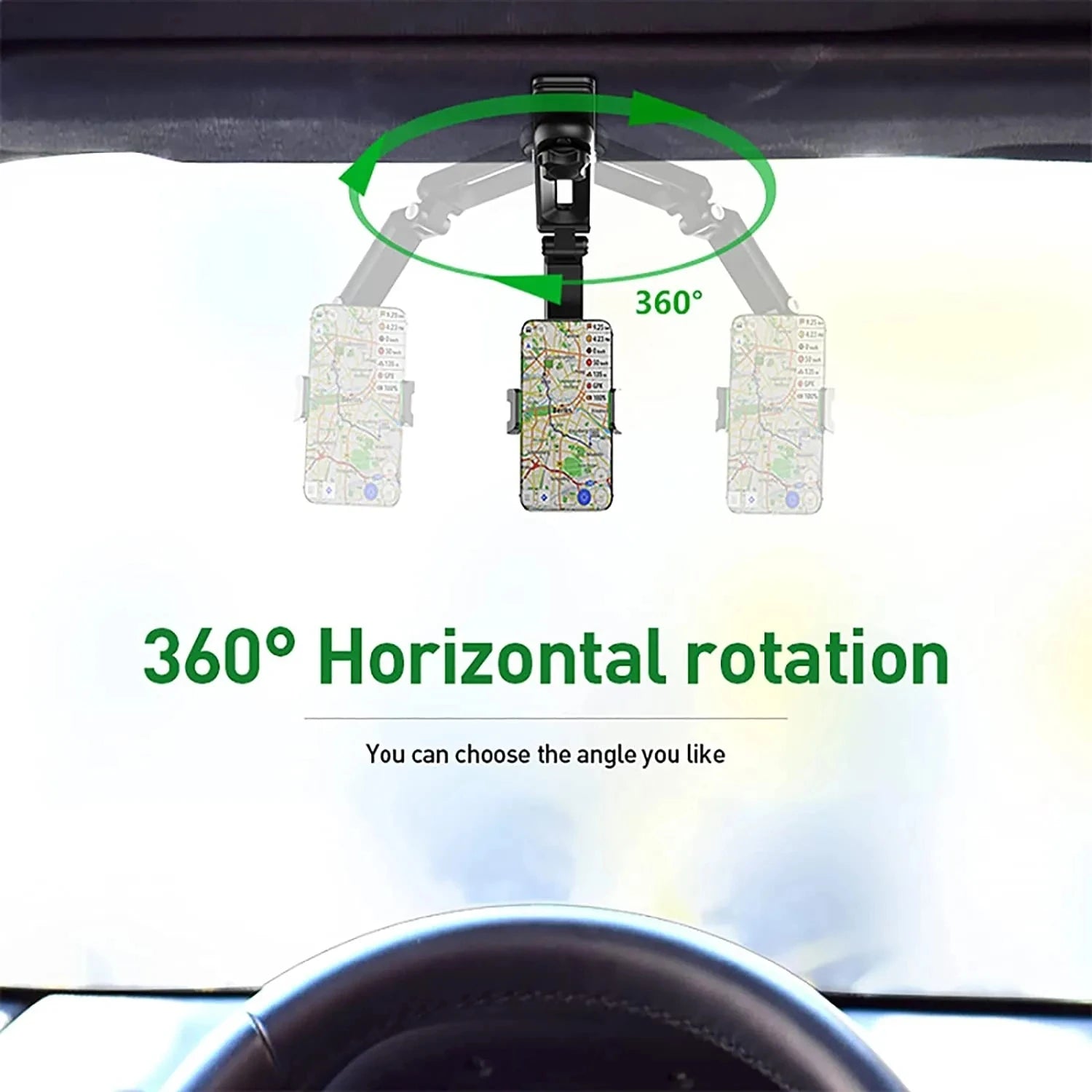 1 2 Universal Car Sun Visor Phone Holder 360 Rotating Multi-angle