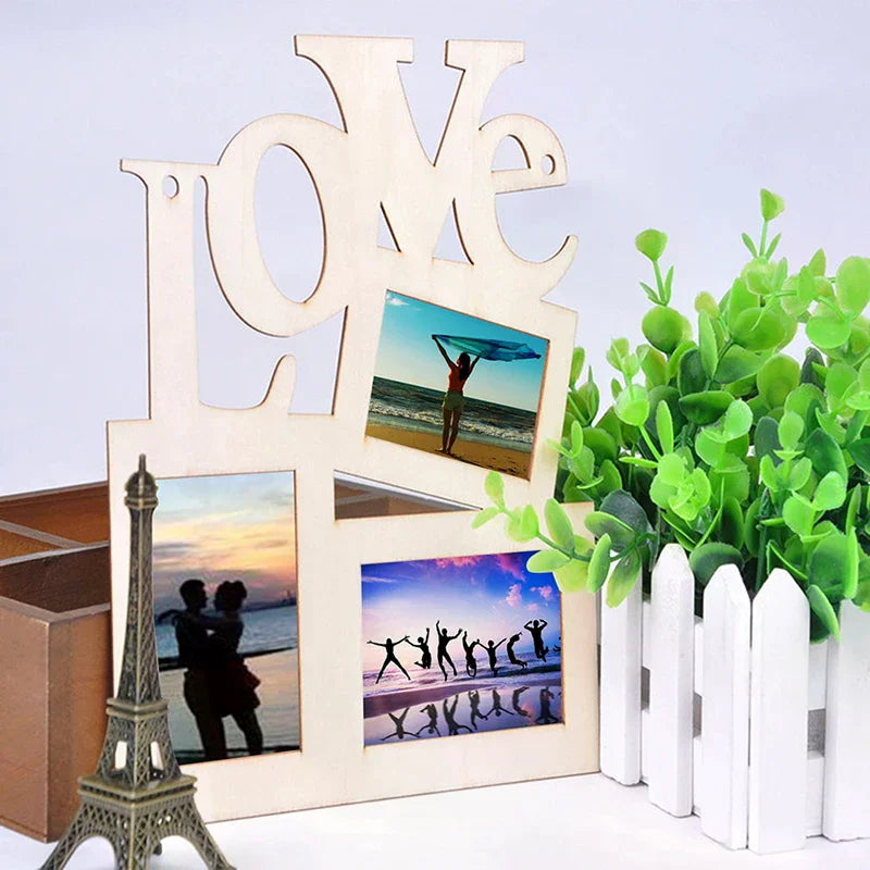 DIY Sweet Wooden Hollow Love Photo Picture Frame Home Decor Art Zpaxo