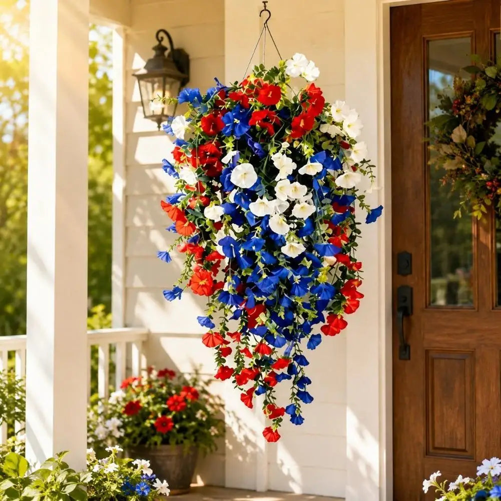 UV Resistant Giant Artificial Hanging Flowers Outdoor Waterproof Morning Glory for Garden Patio Wedding Party Decoration Zpaxo