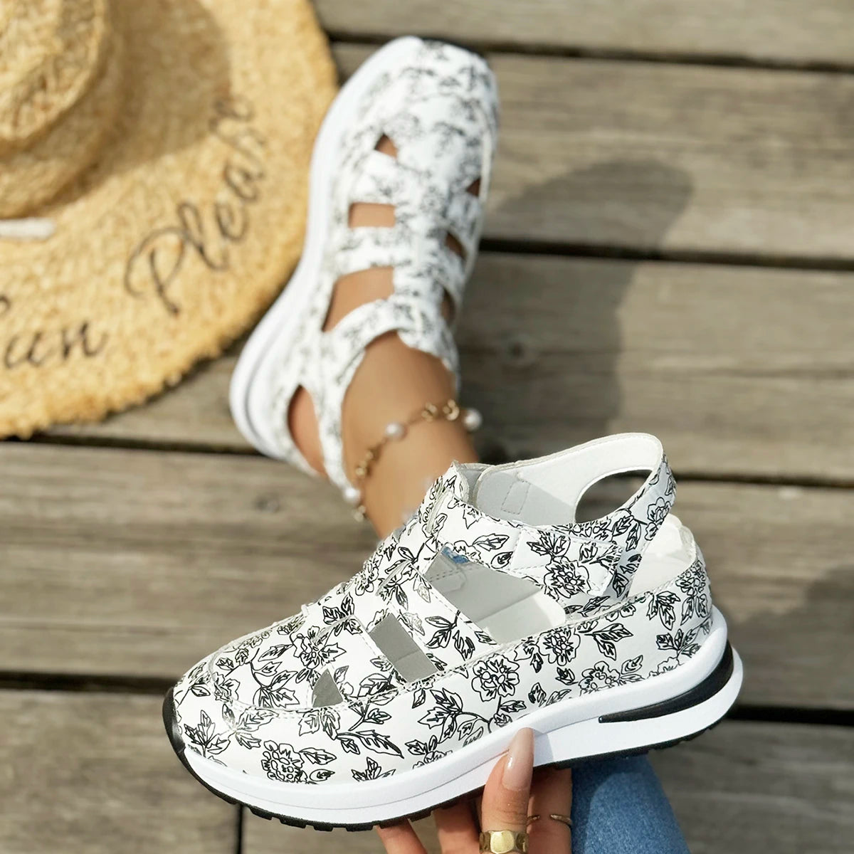 Women Flat Sandals Luxury Outdoor Platform Wedges Sneakers Slip Zpaxo